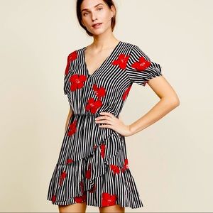 Madewell Ruffle Stripe Floral Wrap Dress